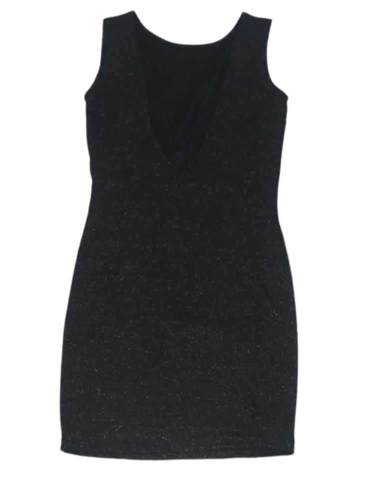 Sleeveless black dress back view