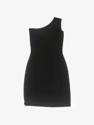 solerio-dresses-one-shoulder-form-fitting-black-back-view
