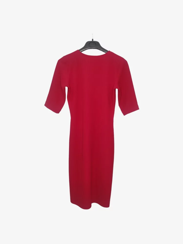 solerio-dresses-short-sleeve-winter-cotton-red-back-view