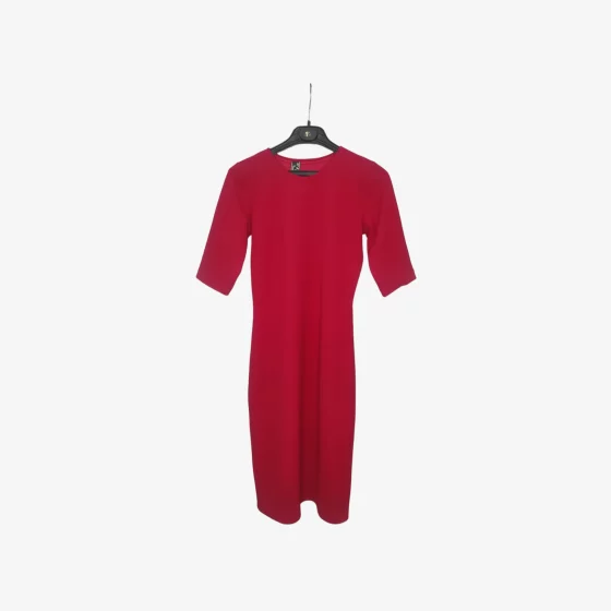 solerio-dresses-short-sleeve-winter-cotton-red-front-view