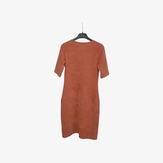 solerio-dresses-short-sleeve-winter-fustian-clay-orange-back-view