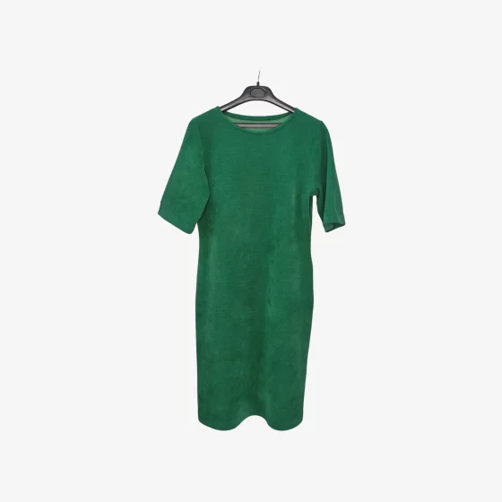 solerio-dresses-short-sleeve-winter-fustian-dark-green-front-view