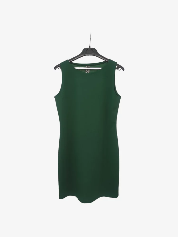 solerio-dresses-sleeveless-dark-green-front-view