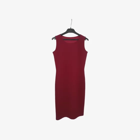 solerio-dresses-sleeveless-form-fitting-burgundy-dress-front-view