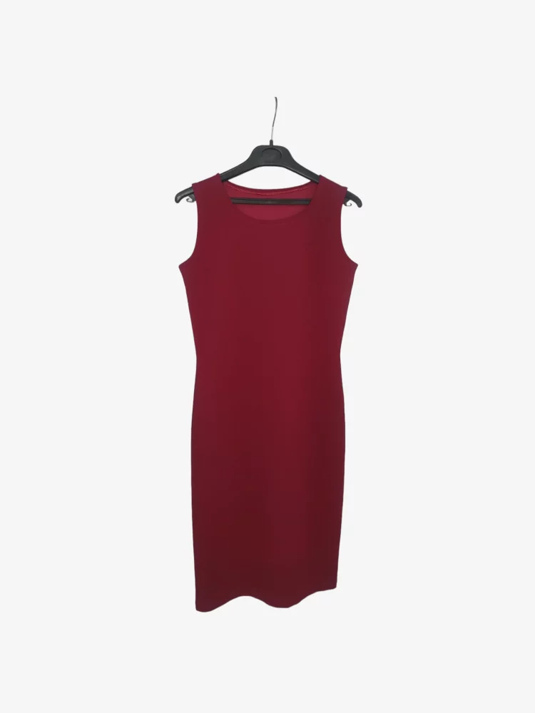 solerio-dresses-sleeveless-form-fitting-burgundy-dress-front-view