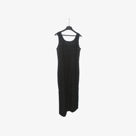 solerio-dresses-sleeveless-long-length-loose-knit-black-back-view