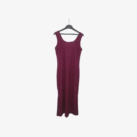 solerio-dresses-sleeveless-long-length-loose-knit-burgundy-purple-front-view