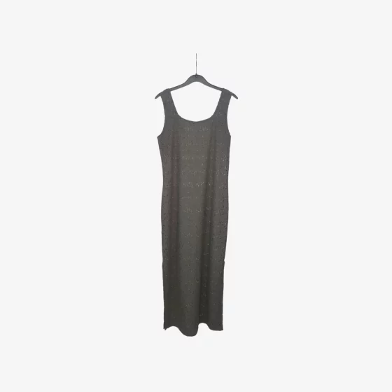 solerio-dresses-sleeveless-long-length-loose-knit-grey-back-view