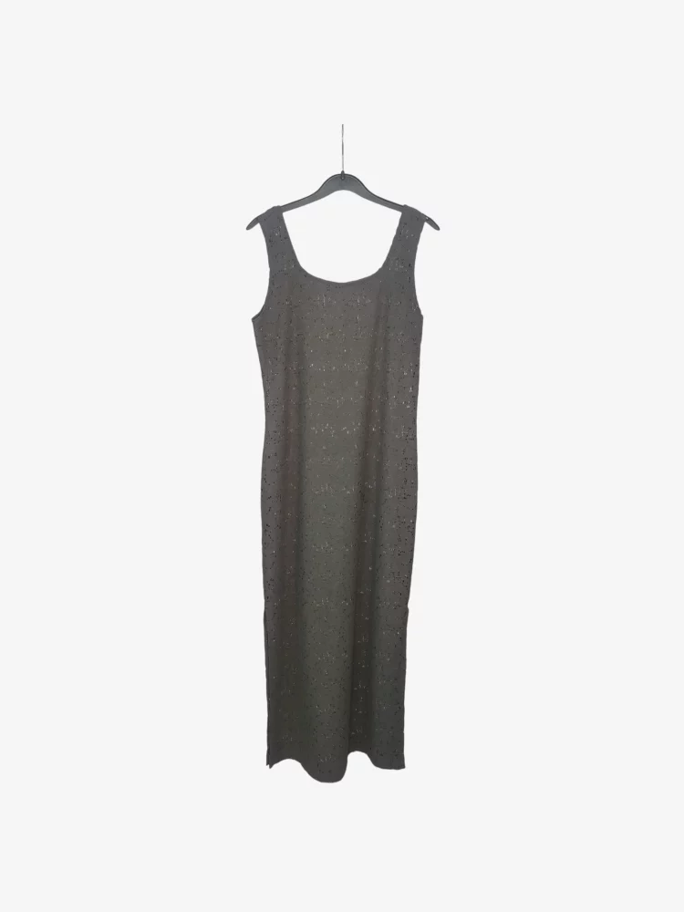 solerio-dresses-sleeveless-long-length-loose-knit-grey-back-view