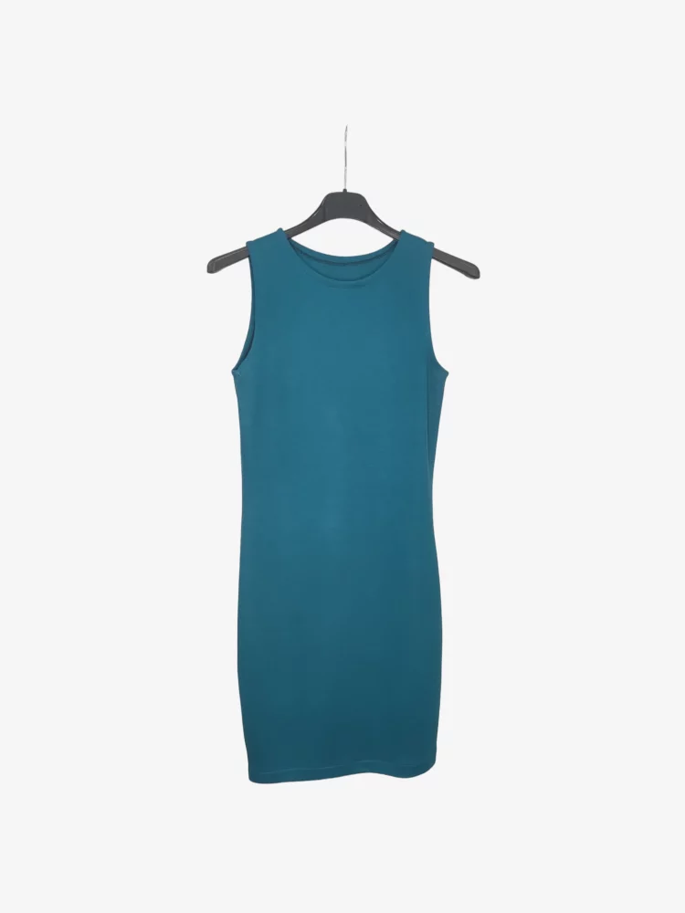 solerio-dresses-sleeveless-petrol-front-view