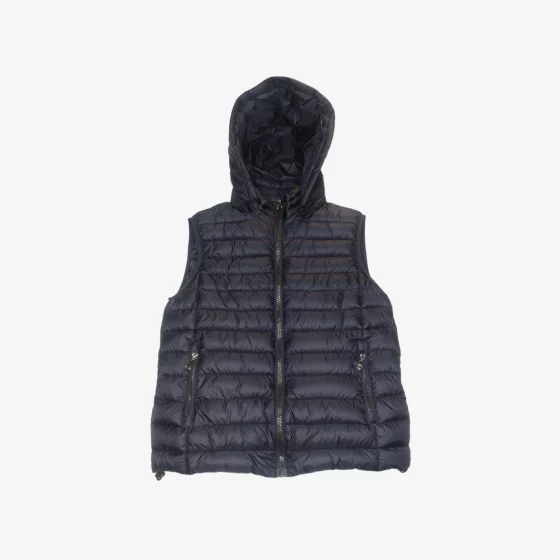 solerio-mens-gilet-puffy-hooded--blue-black-front-view