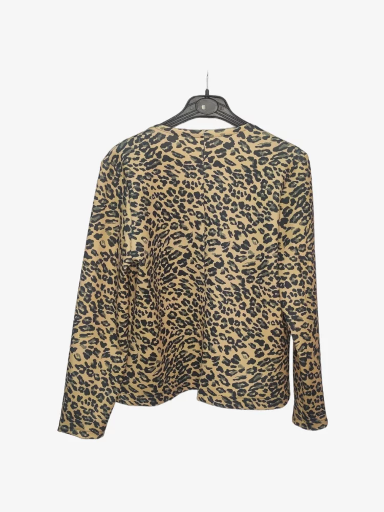 solerio-women-jacket-no-colar-animal-print-leopart-back-view