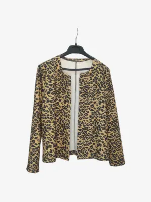 solerio-women-jacket-no-colar-animal-print-leopart-front-view