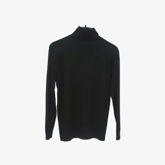 solerio-womens-blouse-cotton-turtleneck-black-back-view