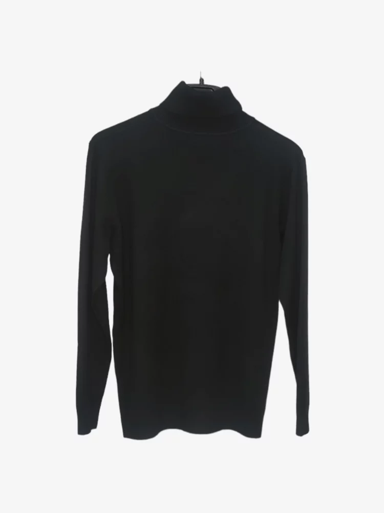 solerio-womens-blouse-cotton-turtleneck-black-back-view